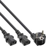 InLine 16657C Netz-Y-Kabel, 1x Schutzkontaktstecker zu 2x Kaltger&auml;testecker, 1m