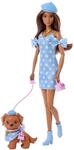 Barbie Puppe und Hund im Partnerlook &ndash; passendes Outfit und Zubeh&ouml;r | Blau