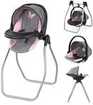 Bayer Design Puppenhochstuhl, trage, Bett, Schaukel 4 in 1 Set | mit Stoffbezug,