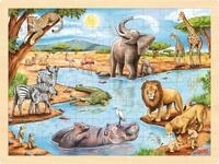 goki 57347 - Einlegepuzzle afrikanische Savanne - 96 robuste Teile aus Holz -...