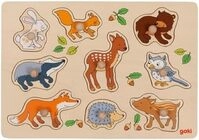 goki 57387 Steckpuzzle Waldtiere, Holzpuzzle mit 9 niedlichen Waldtieren und...