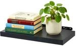 Relaxdays Wandregal, HxBxT: 4 x 50 x 23 cm, Holzoptik & Metall, schwarz |...