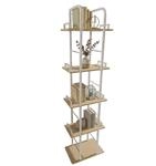 Relaxdays Standregal, HxBxT: 143 x 38 x 24 cm, 5 offene Ablagen, wei&szlig;/Natur 