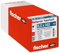 fischer PowerFast II WTP 8,0 x 140, kraftvolle Holzbauschraube mit Tellerkopf,