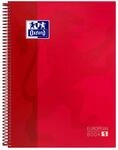 Oxford Europeanbook 1 Classic A4, Notizbuch kariert, 80 Blatt | Rot, farbige R&auml;nder,