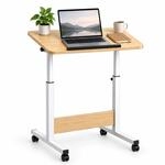 Relaxdays Laptoptisch h&ouml;henverstellbar, 67-90 cm, wei&szlig;/Natur | neigbar,...