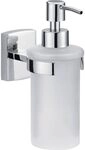 tesa KLAAM Seifenspender-Set, satiniertes Glas und verchromter Edelstahl -