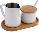 APS 631 Milch- und Zucker-Set, 5-tlg. Set, Bambus, Edelstahl, antihaft...