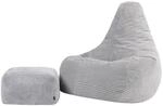 Icon Dalton XXL Sitzsack Cord und Hocker mit F&uuml;llung, Grau | In Deutschland