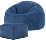 Icon Kingston Sitzsack Cord und Hocker mit F&uuml;llung, Blau | In Deutschland