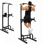 Relaxdays Power Tower, 160-230 cm h&ouml;henverstellbar, bis 150 kg, schwarz 