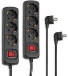 Hama 2er-Set Steckdosenleiste 3-fach (2x Mehrfachsteckdose mit Schalter zum