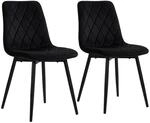 Relaxdays Esszimmerstuhl, 2er Set, Samt, Metallbeine, 120 kg, schwarz |...