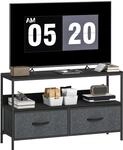 HOMCOM TV Schrank Lowboard 2 Schubladen 98x29x56 cm Schwarz+Dunkelgrau | Offenes