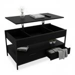 Relaxdays Couchtisch, aufklappbar, 2 Schubladen, 4 F&auml;cher, HBT: 48&ndash;63 x 100...