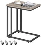 VASAGLE Beistelltisch, C-Form, mit Rollen, Metallgestell, 35 x 50 x 60 cm 
