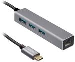 Ekon Ekon HUB Multiport, 3 USB-A 3.0 Ports, 1 LAN-Port, Metall, USB-C Kabel, f&uuml;r PC,