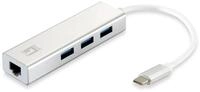 LevelOne USB-0503 Gigabit USB Netzwerkadapter mit USB Hub