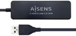 AISENS - A104-0402 - HUB USB 2.0, Typ A/M-4xTyp A/H, schwarz, 30 cm