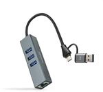 Nanocable 10.03.0412 - Konverter USB-C + USB-A/M 3.0 zu Ethernet + 3xUSB-A 3.0,