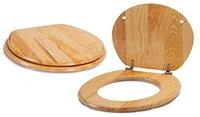 MSV WC Sitz Toilettendeckel Holz "Kiefernholz" Scharniere aus Edelstahl -...