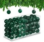Relaxdays Weihnachtskugeln 96er Set, glitzernde, Matte, gl&auml;nzende Baumkugeln,