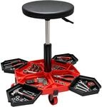 Relaxdays Werkstatthocker, HBT: 54x43x43 cm, schwarz-rot | Rollen,...