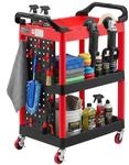 VEVOR Servicewagen Werkstattwagen PP-Rollwagen 810x425x970mm Schwarz + Rot 