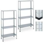 Relaxdays Schwerlastregal 2er Set, HBT: 147,5 x 75,5 x 30,5 cm, Silber | 160 kg,