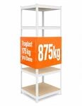 Relaxdays Schwerlastregal, HxBxT: 200x80x60 cm, 875 kg, wei&szlig;/braun | 5 Ebenen,