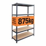 Relaxdays Schwerlastregal, HBT: 200x120x40 cm, anthrazit | Traglast 875 kg, 5
