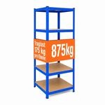 Relaxdays Schwerlastregal, HxBxT: 200 x 60 x 60 cm, 875 kg, blau/braun |...
