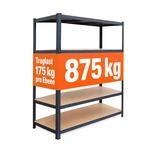 Relaxdays Schwerlastregal, HBT: 200x120x60 cm, anthrazit | Traglast 875 kg, 5