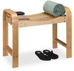 Relaxdays Badhocker, Bambus, Griffe, ergonomische Sitzfl&auml;che, HxBxT: 54 x 65 x...