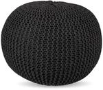 Relaxdays Pouf, gestrickt, HxD: 33 x 46 cm, Polystyrol-F&uuml;llung, rundes