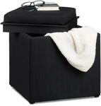 Relaxdays Sitzhocker mit Stauraum, HxBxT: 42 x 40,5 x 40,5 cm, Aufbewahrungsbox,