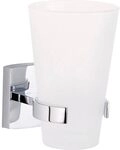 tesa KLAAM Zahnputzbecher mit Halterung - Becher aus satiniertem Glas,...