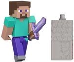 Mattel Minecraft Spielzeug, Steve Actionfigur und Zubeh&ouml;r | Steve-Figur mit...