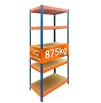 Relaxdays Schwerlastregal, HBT: 180x90x40 cm, blau-orange | Traglast 875 kg, 5