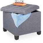 Relaxdays Sitzhocker mit Stauraum, HxBxT: 42 x 45 x 45 cm, gesteppt, Stoffbezug,