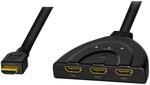 LogiLink HD0040 - HDMI-Splitter/Switch, bidirekt 1x3/3x1-Port, 4K/30 Hz, Pigtail