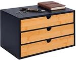 Relaxdays Schubladenbox, Bambus, schwarz, natur | Mini Kommode, 20 x 33 x 21 cm,