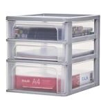 Iris Ohyama, Schreibtisch-Organizer mit 2 Flachen und 1 Tiefen Schublade, Grau,