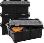 Iris Ohyama, Aufbewahrungsbox aus Kunststoff mit Deckel und Clipverschluss, 43 L,