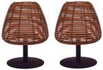 Lumisky 2 St&uuml;ck Tischleuchte, kabellos, aus nat&uuml;rlichem Rattan, LED,