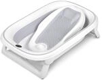 Nukido Baby Badewanne faltbar, Babybadewanne mit LCD-Thermometer, Wei&szlig;-Grau 