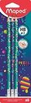 Maped - 6x ergonomische Drei-Kant-Bleistifte PIXEL PARTY mit Radierer - HB...