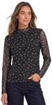 Street One Damen Langarm Mesh-Shirt mit Rundhals und Print | black coffee 36