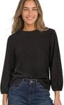 Damen Shirt mit Rundhals und Struktur&auml;rmeln