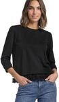 Damen 3/4-Arm Shirt mit Spitzenkante am Saum